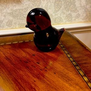 Elegant Red Glass Bird Figurine